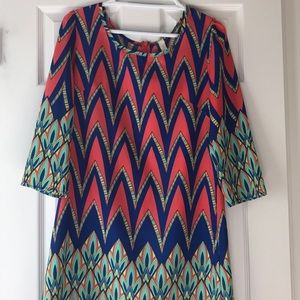 Multi colored 3/4 sleeve dress